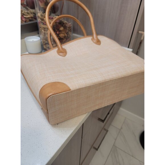 Mark And Graham montauk raffia tote Straw Summer Tan Purse Bag W/monogram - Picture 6 of 11